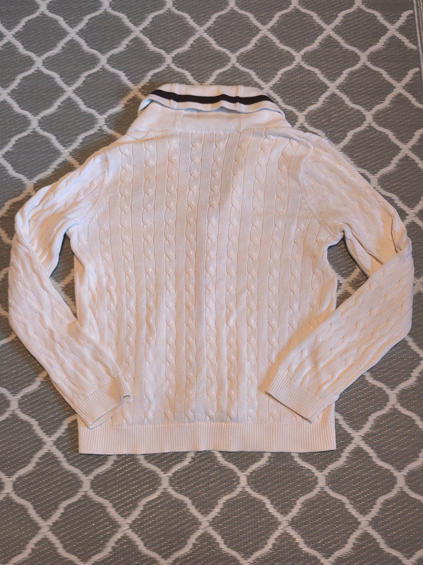 Lauren Ralph Lauren Zopfstrick-Cardigan in Weiß – Größe XL – klassischer Preppy-Stil