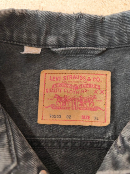 Vintage Levi's Denim 70503 02 XL Jeansjacke 1991 Schwarz Typ 3 Jacke