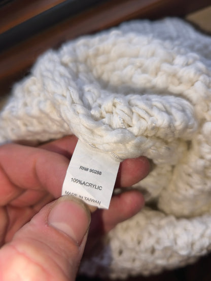 Original Adidas Strickhaube mit Bommel – Creme/Weiß – Wintermütze