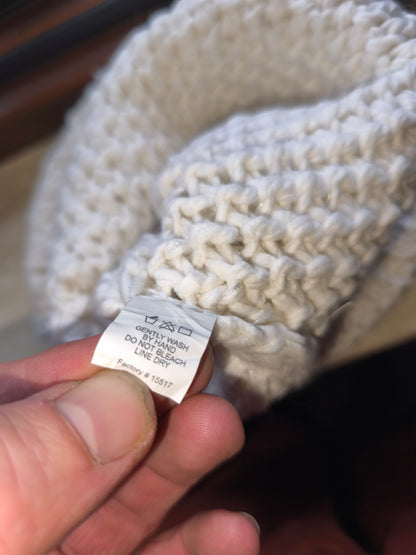 Original Adidas Strickhaube mit Bommel – Creme/Weiß – Wintermütze