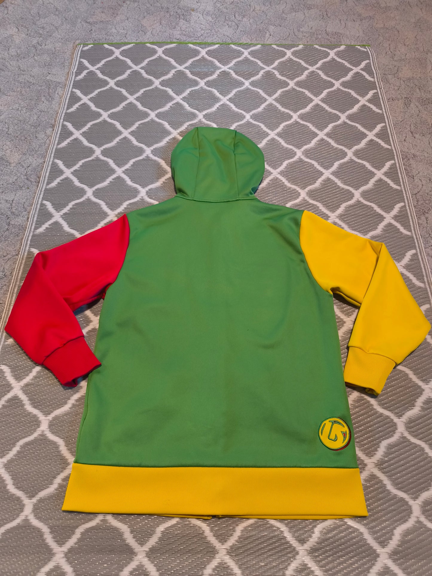 Burton Zip-Hoodie für Kinder – Größe XL (ca. 164) – Colorblock Grün/Gelb/Rot