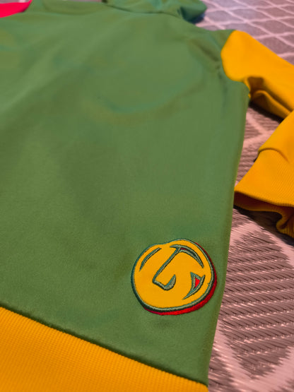 Burton Zip-Hoodie für Kinder – Größe XL (ca. 164) – Colorblock Grün/Gelb/Rot