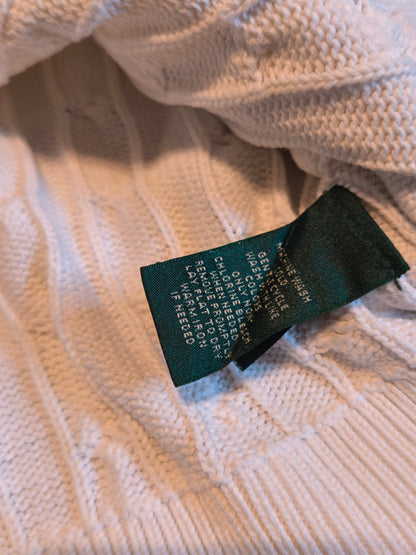 Lauren Ralph Lauren Zopfstrick-Cardigan in Weiß – Größe XL – klassischer Preppy-Stil