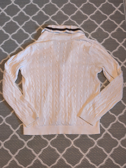 Lauren Ralph Lauren Zopfstrick-Cardigan in Weiß – Größe XL – klassischer Preppy-Stil