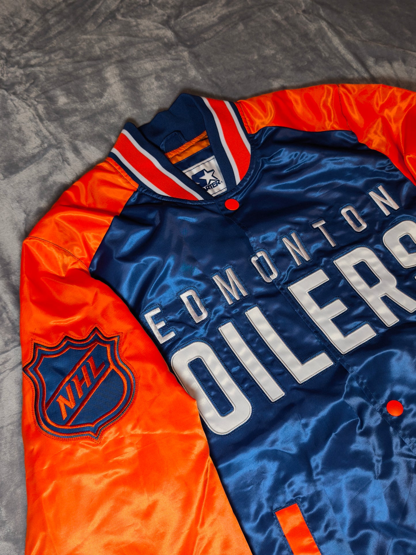 Starter NHL Edmonton Oilers Satin Jacke Gr. M 🔥NEU mit Etikett